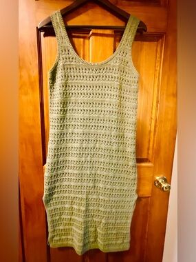 Old Navy Sage Green Crochet Tank Dress
